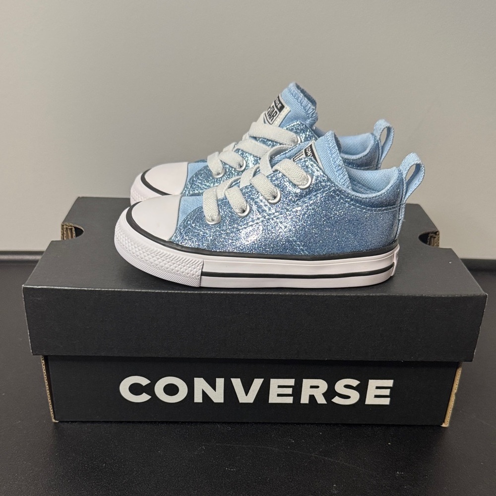 Converse All Star Madison Blue Glitter Sneakers Toddler Size 8 New NIB